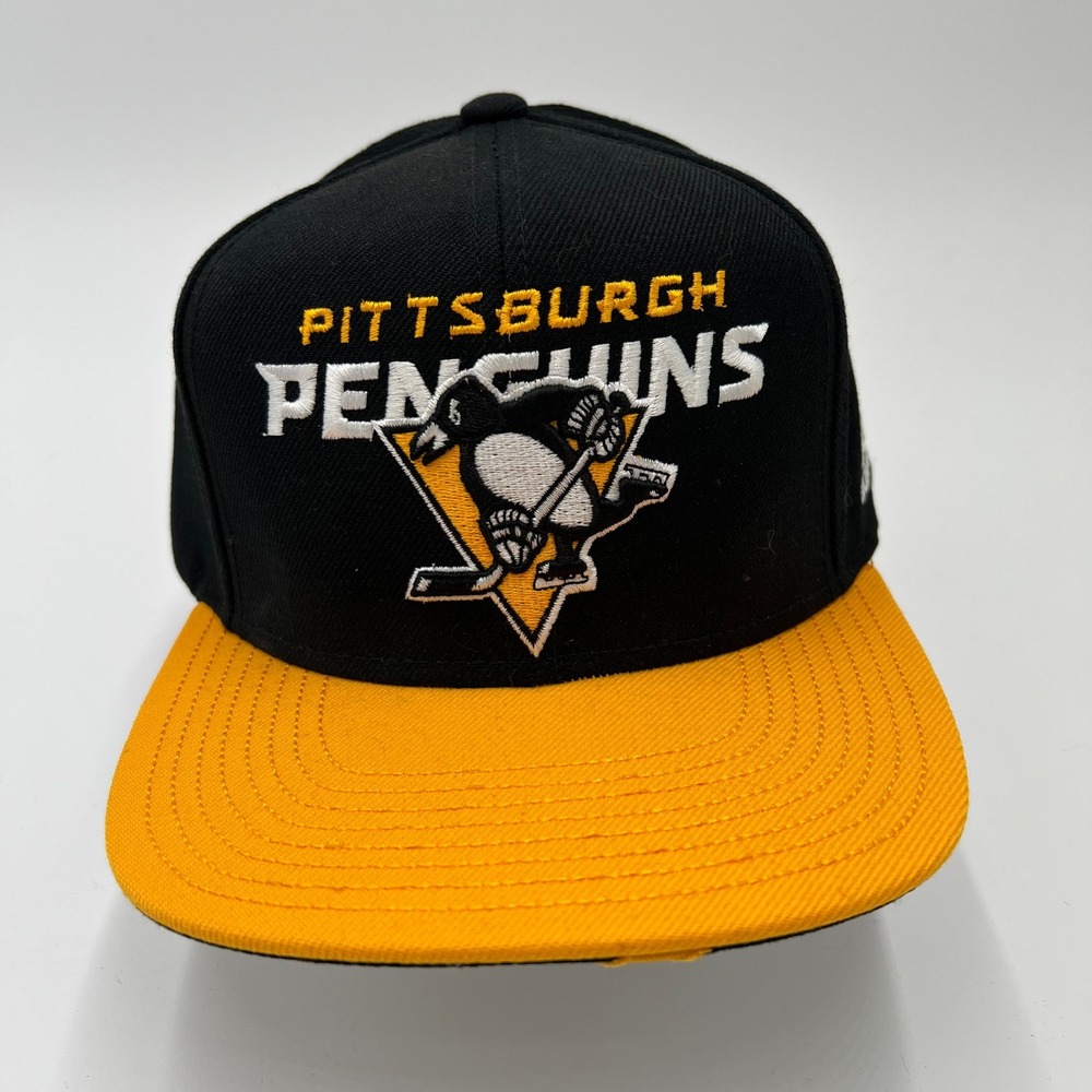 Adidas Pittsburgh Penguins NHL Snapback‎ Hat Black Gold Flat Bill One Size OSFA